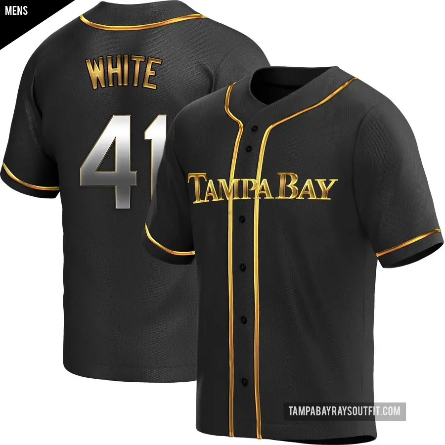 Men's Tampa Bay Rays ＃41 Colby White Replica Gold Black en Alternate Jersey