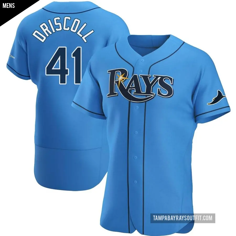 Men's Tampa Bay Rays ＃41 Logan Driscoll Authentic Light Blue Alternate Jersey