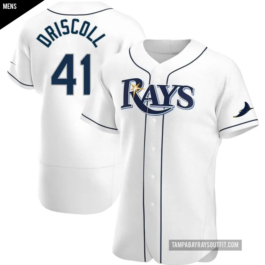 Men's Tampa Bay Rays ＃41 Logan Driscoll Authentic White Home Jersey