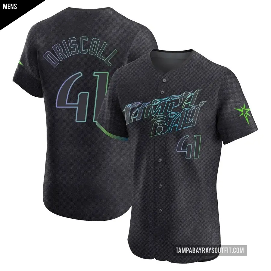 Men's Tampa Bay Rays ＃41 Logan Driscoll Elite Charcoal 2024 City Connect Jersey