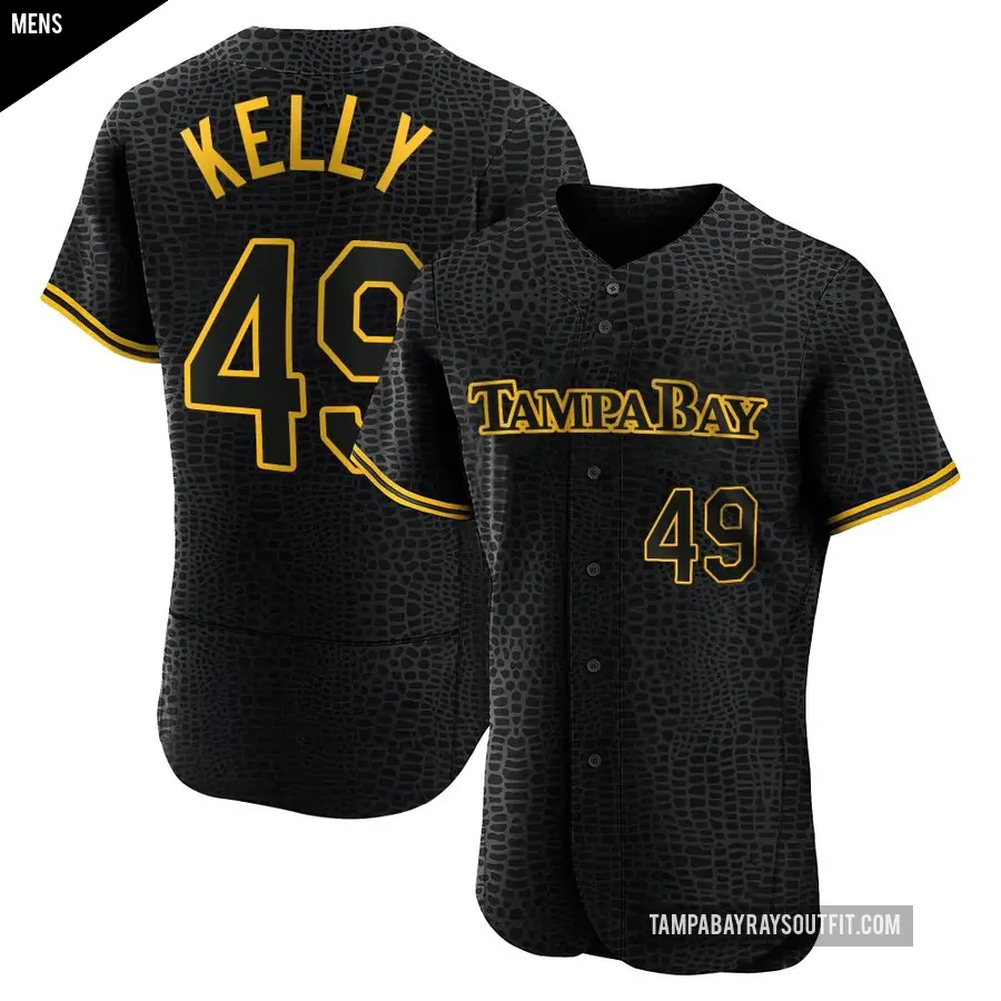 Men's Tampa Bay Rays ＃49 Kevin Kelly Authentic Black Snake Skin City Jersey