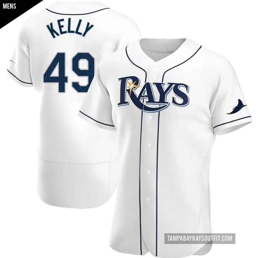 Men's Tampa Bay Rays ＃49 Kevin Kelly Authentic White Home Jersey