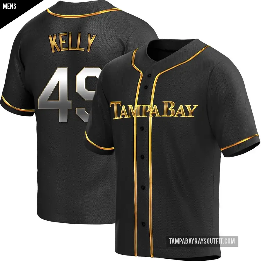 Men's Tampa Bay Rays ＃49 Kevin Kelly Replica Gold Black en Alternate Jersey