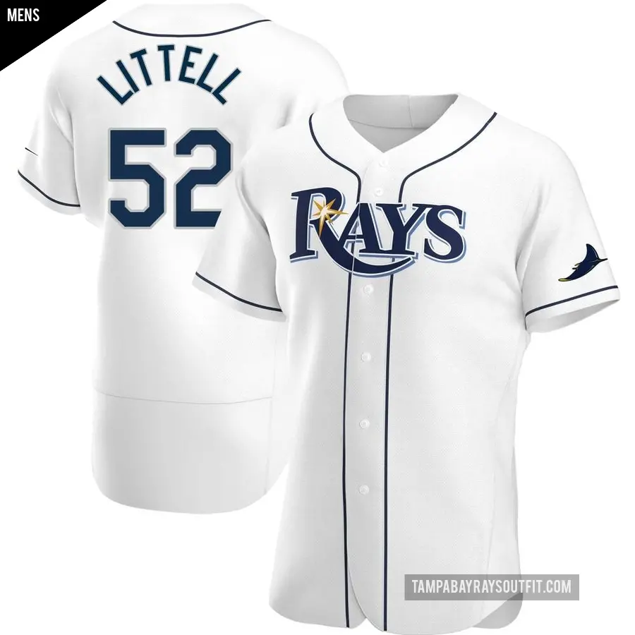 Men's Tampa Bay Rays ＃52 Zack Littell Authentic White Home Jersey