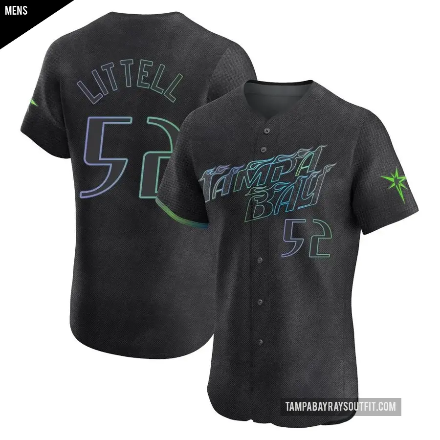 Men's Tampa Bay Rays ＃52 Zack Littell Elite Charcoal 2024 City Connect Jersey