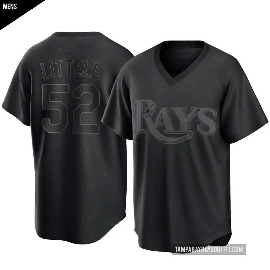 Men's Tampa Bay Rays ＃52 Zack Littell Replica Black Pitch Fashion Jersey