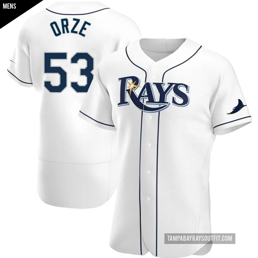 Men's Tampa Bay Rays ＃53 Eric Orze Authentic White Home Jersey