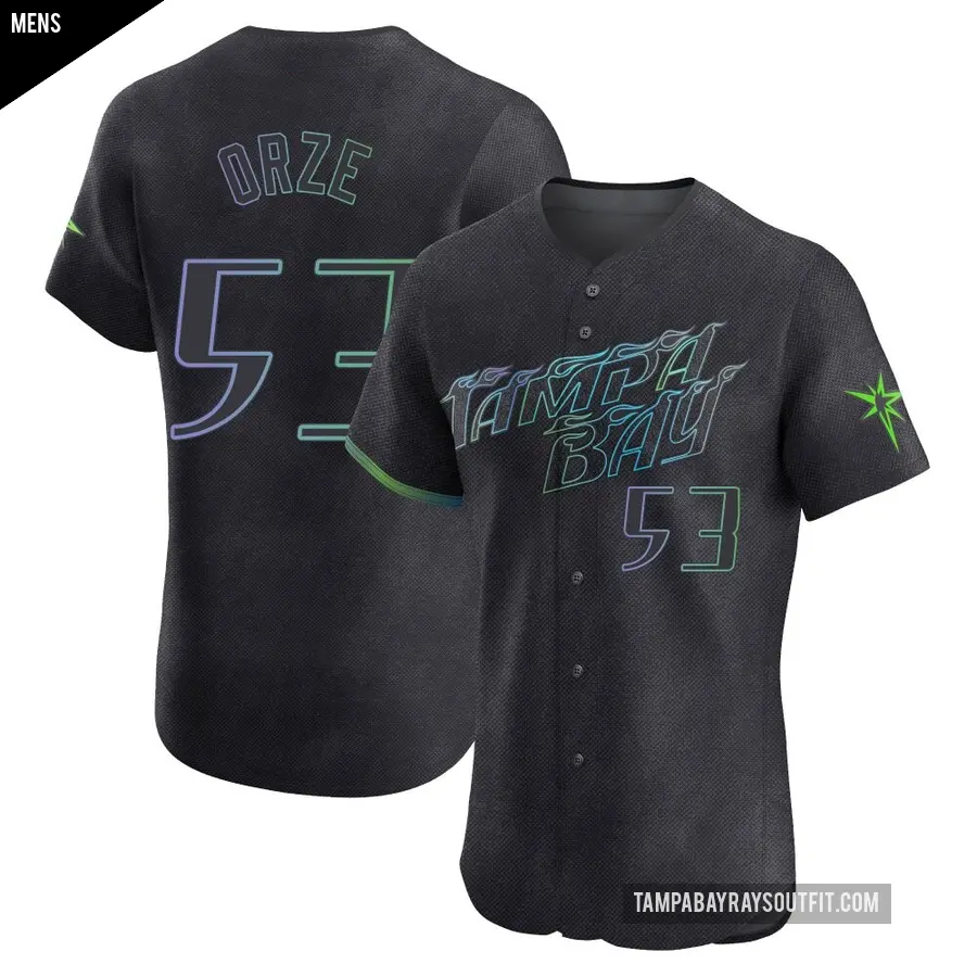 Men's Tampa Bay Rays ＃53 Eric Orze Elite Charcoal 2024 City Connect Jersey