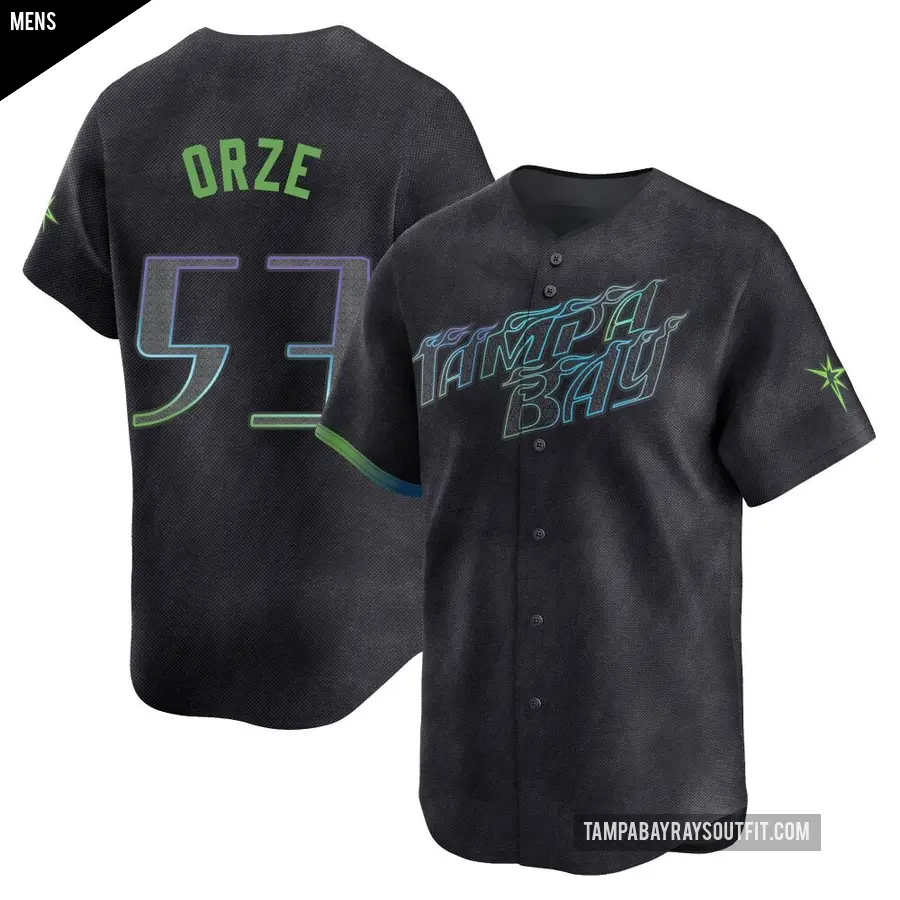 Men's Tampa Bay Rays ＃53 Eric Orze Limited Charcoal 2024 City Connect Jersey