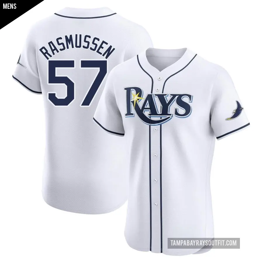 Men's Tampa Bay Rays ＃57 Drew Rasmussen Elite White Home Jersey