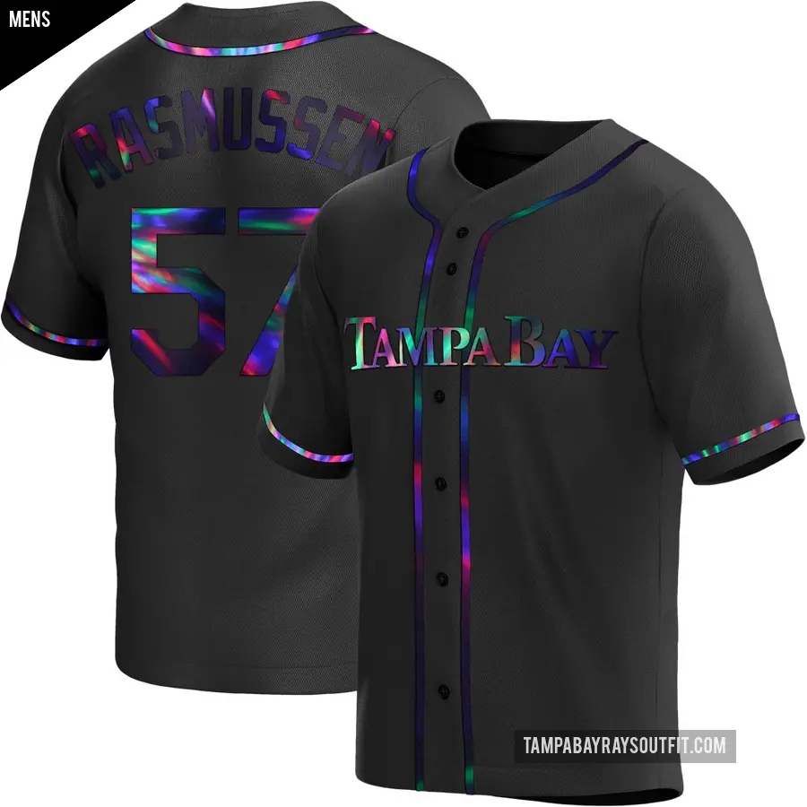 Men's Tampa Bay Rays ＃57 Drew Rasmussen Replica Black Holographic Alternate Jersey