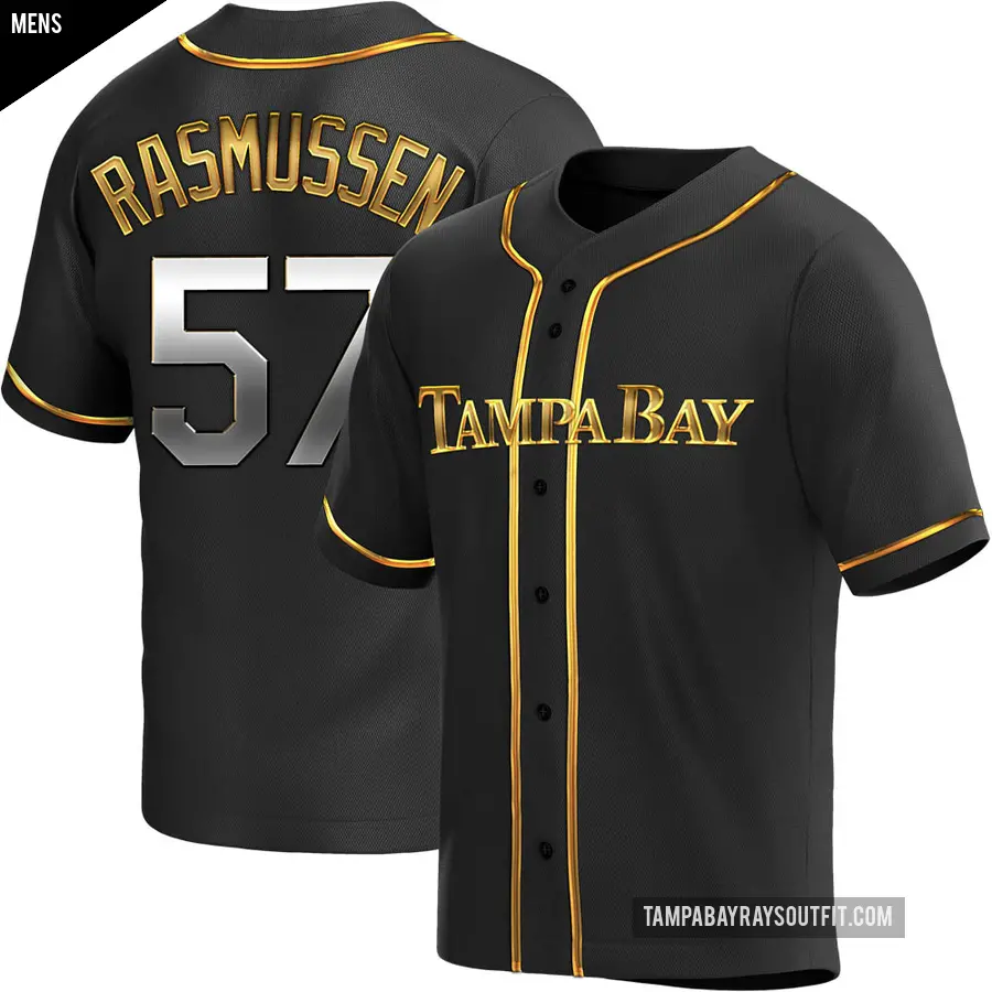 Men's Tampa Bay Rays ＃57 Drew Rasmussen Replica Gold Black en Alternate Jersey