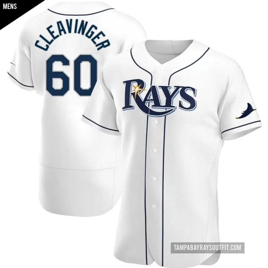 Men's Tampa Bay Rays ＃60 Garrett Cleavinger Authentic White Home Jersey