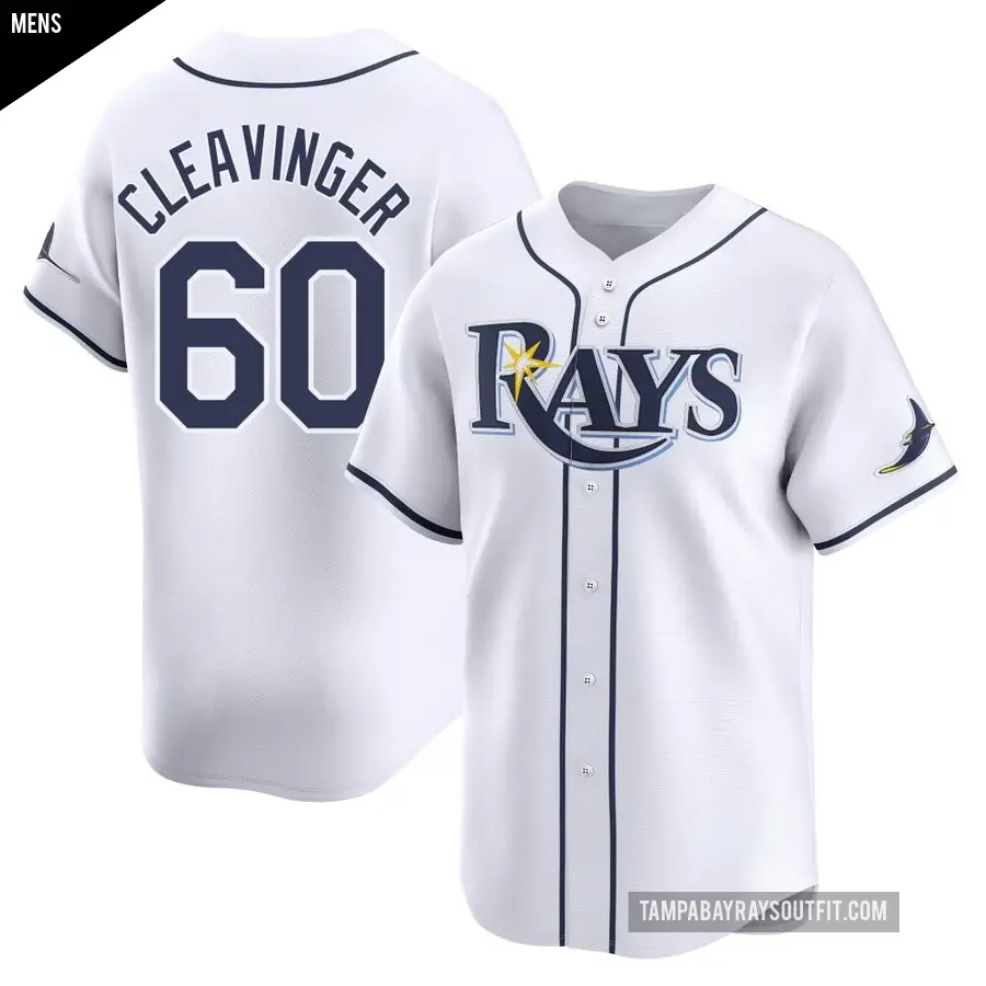 Men's Tampa Bay Rays ＃60 Garrett Cleavinger Limited White Home Jersey