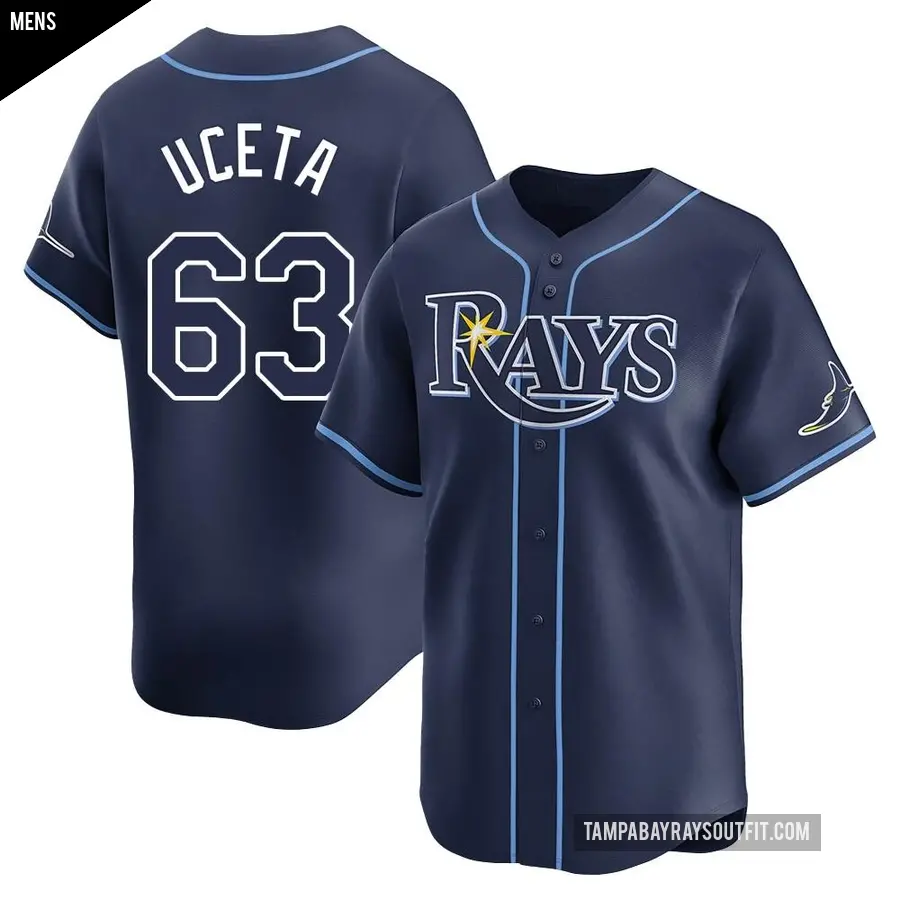 Men's Tampa Bay Rays ＃63 Edwin Uceta Limited Navy Away Jersey