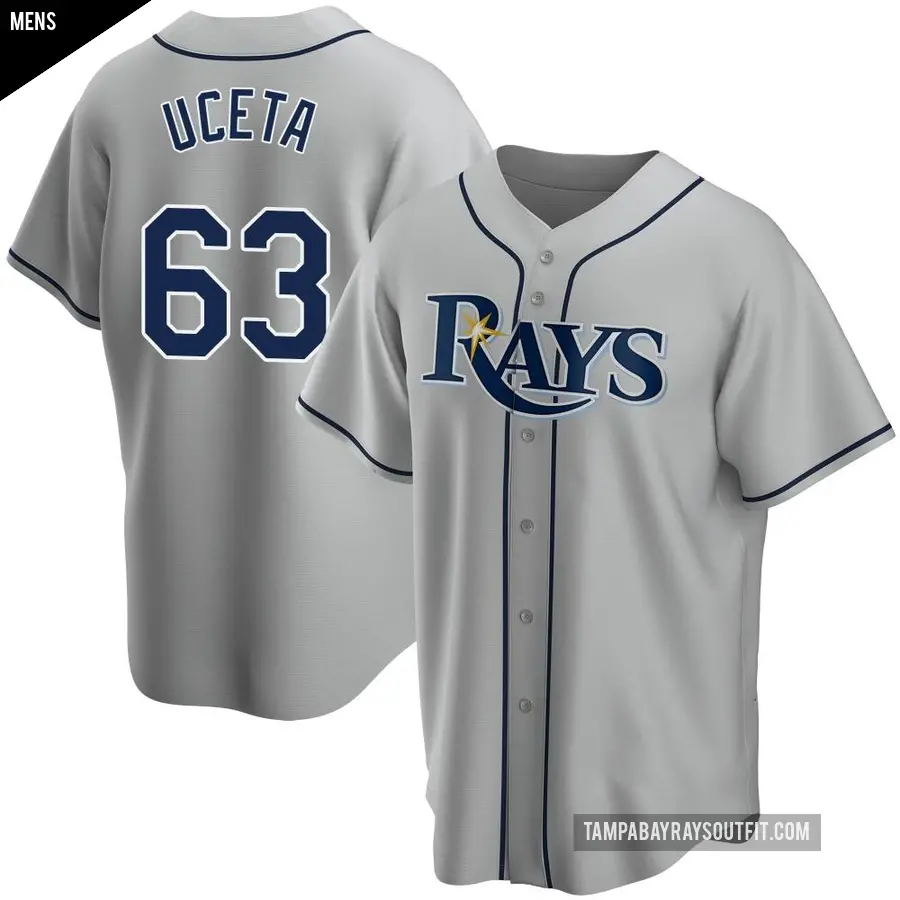 Men's Tampa Bay Rays ＃63 Edwin Uceta Replica Gray Road Jersey