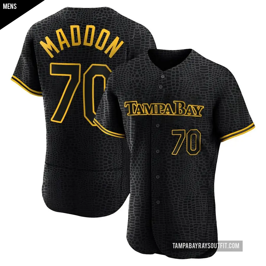 Men's Tampa Bay Rays ＃70 Joe Maddon Authentic Black Snake Skin City Jersey