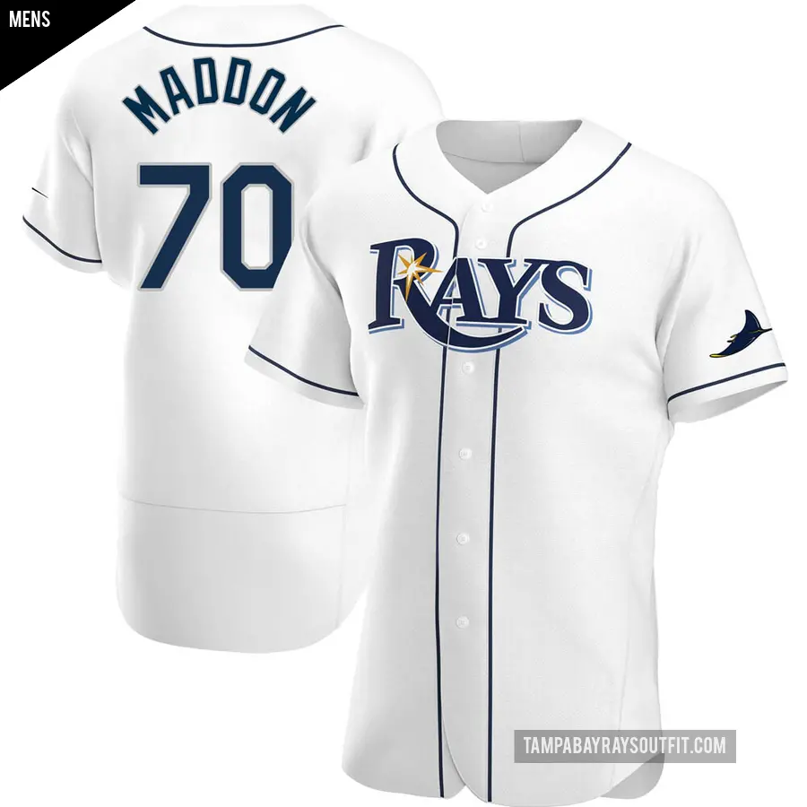 Men's Tampa Bay Rays ＃70 Joe Maddon Authentic White Home Jersey