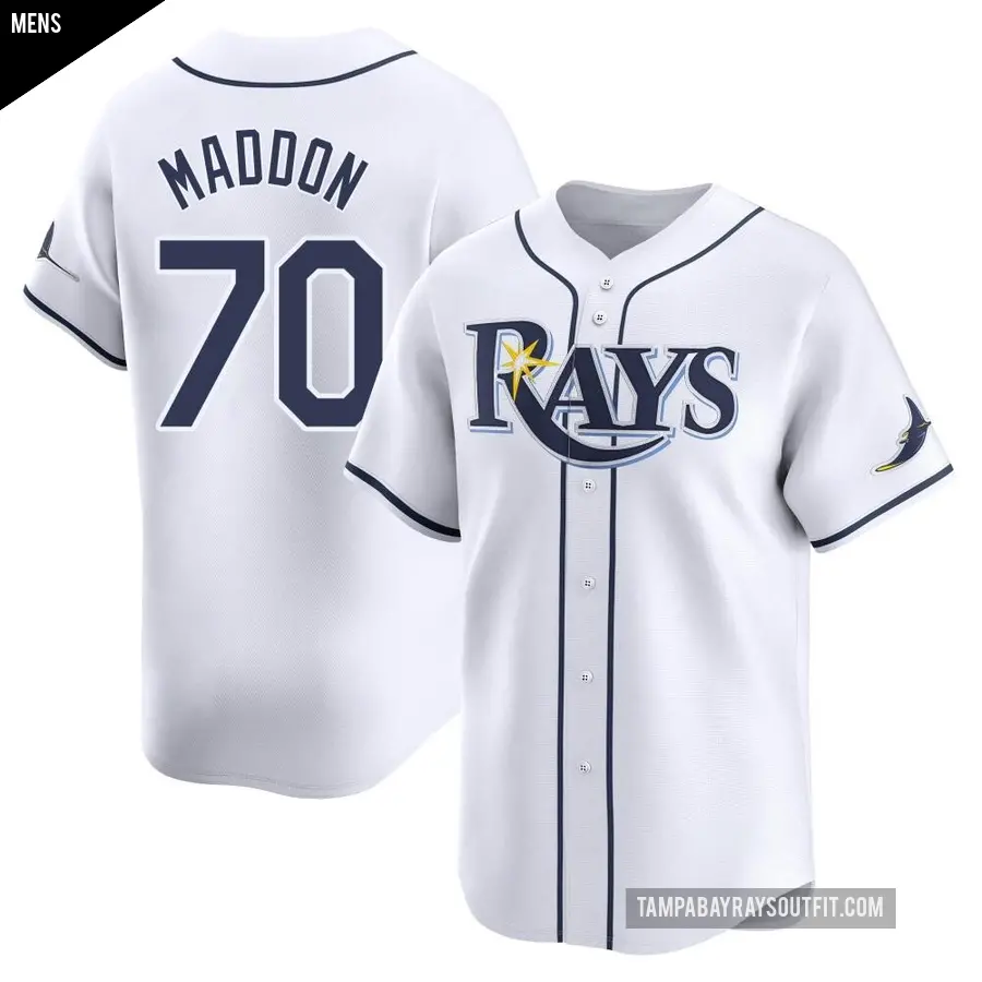 Men's Tampa Bay Rays ＃70 Joe Maddon Limited White Home Jersey