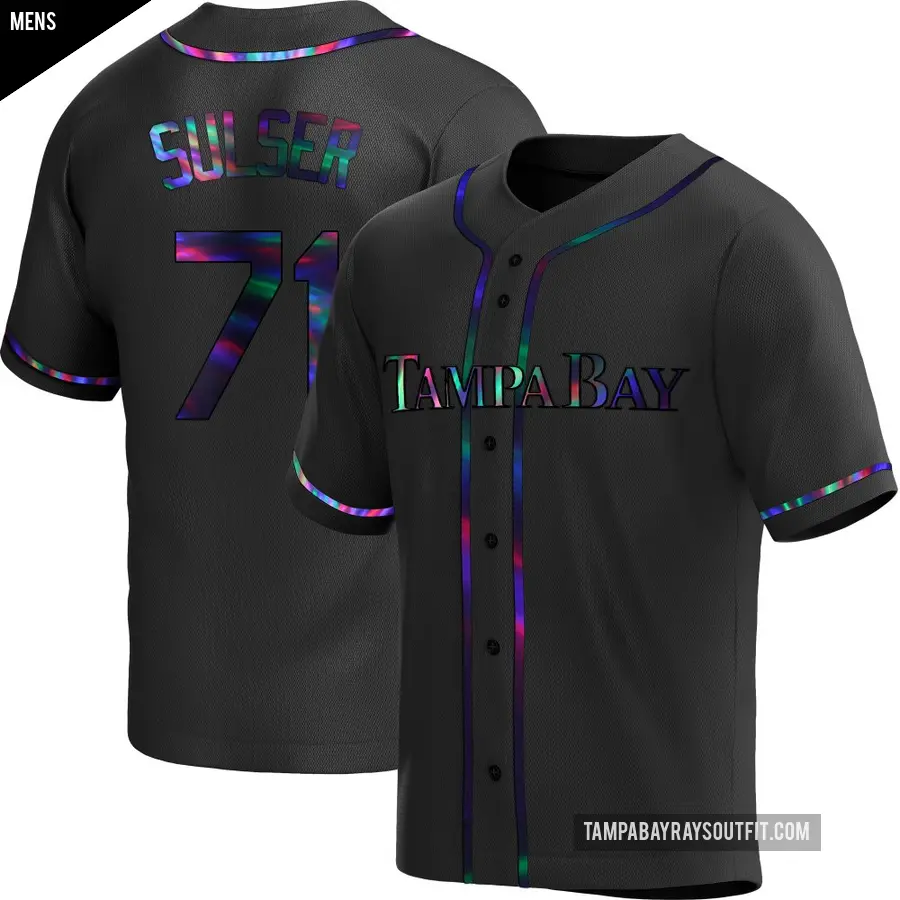 Men's Tampa Bay Rays ＃71 Cole Sulser Replica Black Holographic Alternate Jersey