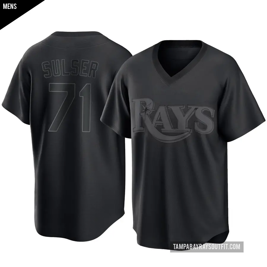 Men's Tampa Bay Rays ＃71 Cole Sulser Replica Black Pitch Fashion Jersey