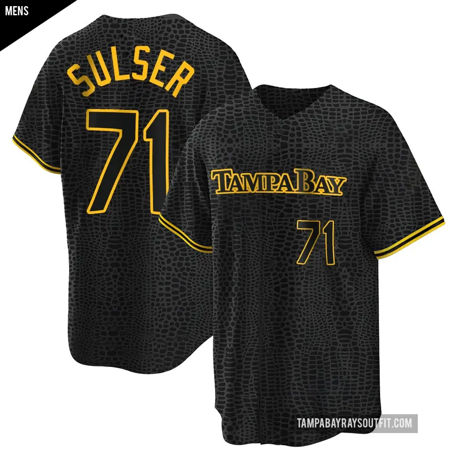 Men's Tampa Bay Rays ＃71 Cole Sulser Replica Black Snake Skin City Jersey