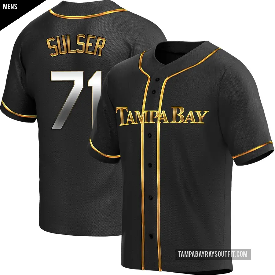 Men's Tampa Bay Rays ＃71 Cole Sulser Replica Gold Black en Alternate Jersey