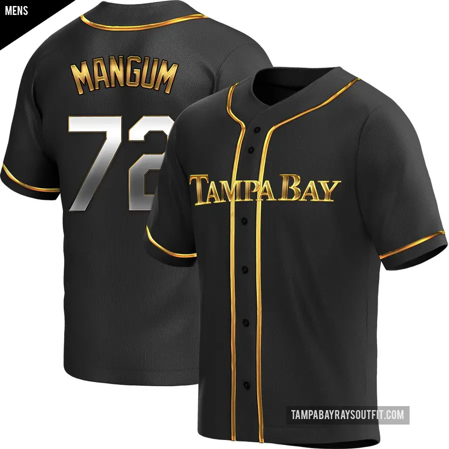 Men's Tampa Bay Rays ＃72 Jake Mangum Replica Gold Black en Alternate Jersey