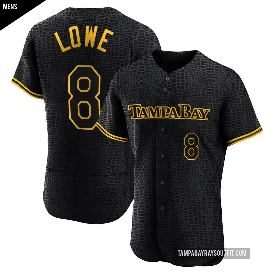 Men's Tampa Bay Rays ＃8 Brandon Lowe Authentic Black Snake Skin City Jersey