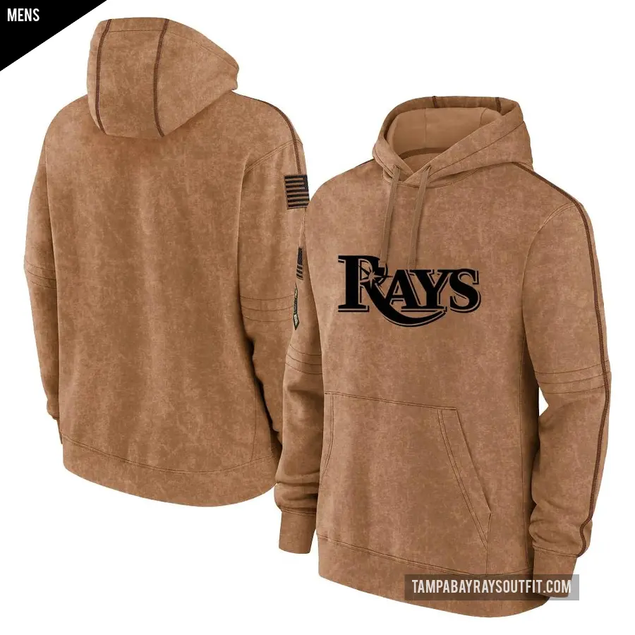 Men's Tampa Bay Rays Brown 2023 Salute to Service Club Pullover Hoodie