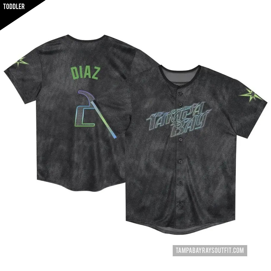 Toddler Tampa Bay Rays ＃2 Yandy Diaz Limited Charcoal 2024 City Connect Jersey