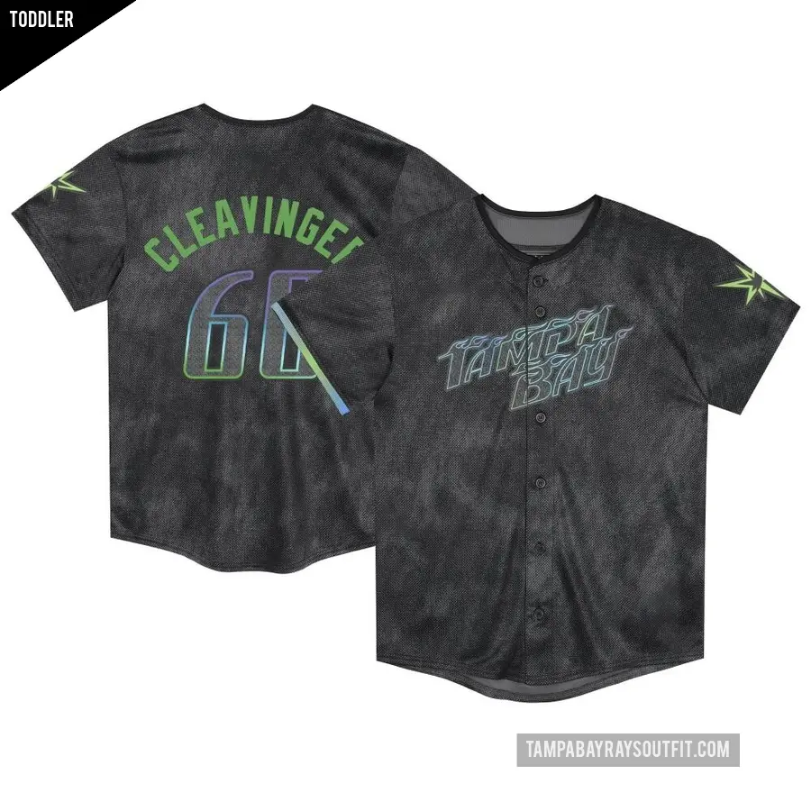 Toddler Tampa Bay Rays ＃60 Garrett Cleavinger Limited Charcoal 2024 City Connect Jersey