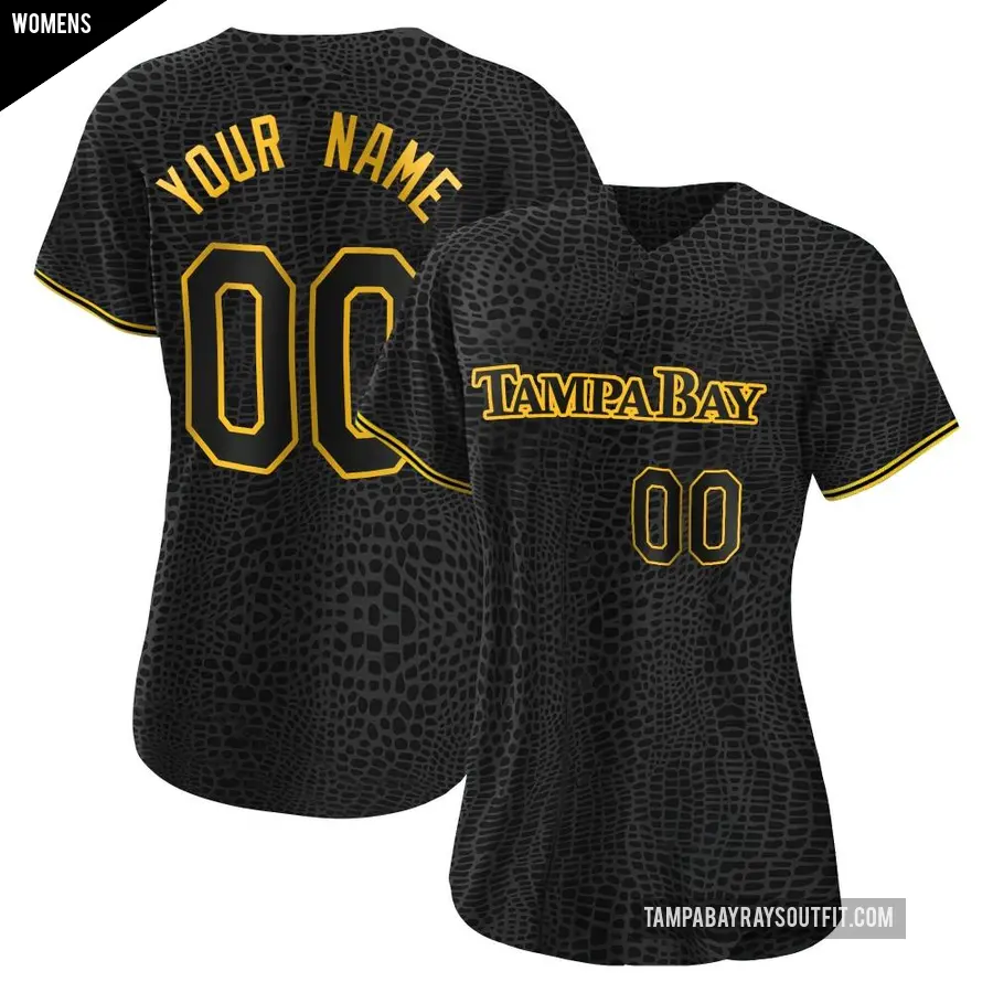 Women's Tampa Bay Rays ＃00 Custom Replica Black Snake Skin City Jersey