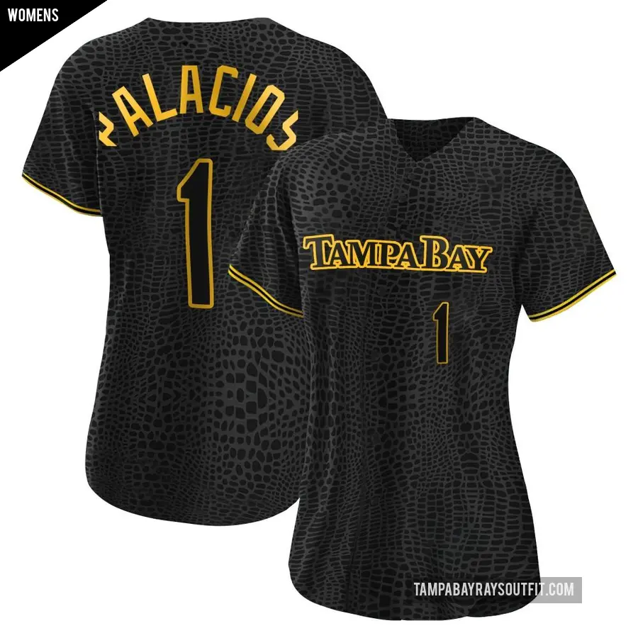 Women's Tampa Bay Rays ＃1 Richie Palacios Authentic Black Snake Skin City Jersey