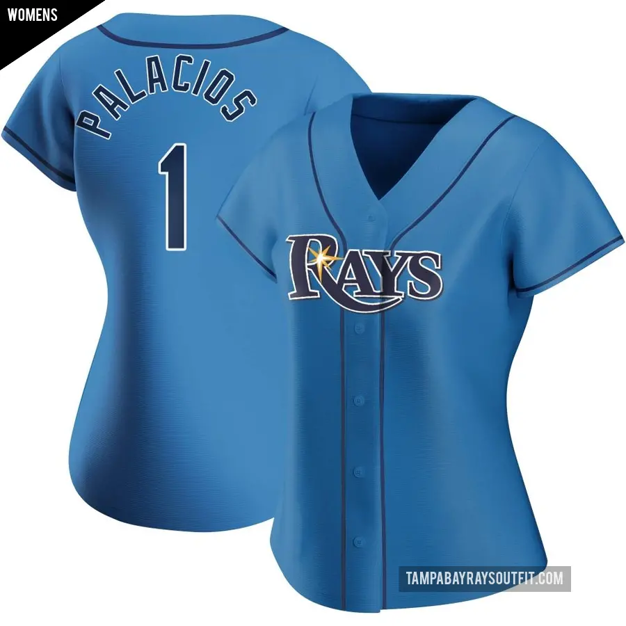 Women's Tampa Bay Rays ＃1 Richie Palacios Authentic Light Blue Alternate Jersey