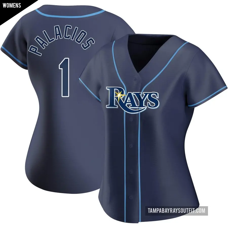 Women's Tampa Bay Rays ＃1 Richie Palacios Authentic Navy Alternate Jersey