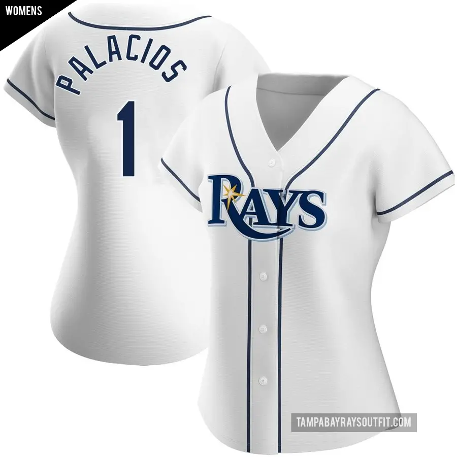 Women's Tampa Bay Rays ＃1 Richie Palacios Authentic White Home Jersey