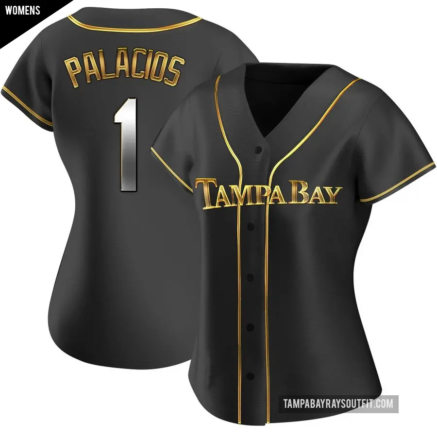 Women's Tampa Bay Rays ＃1 Richie Palacios Replica Gold Black en Alternate Jersey