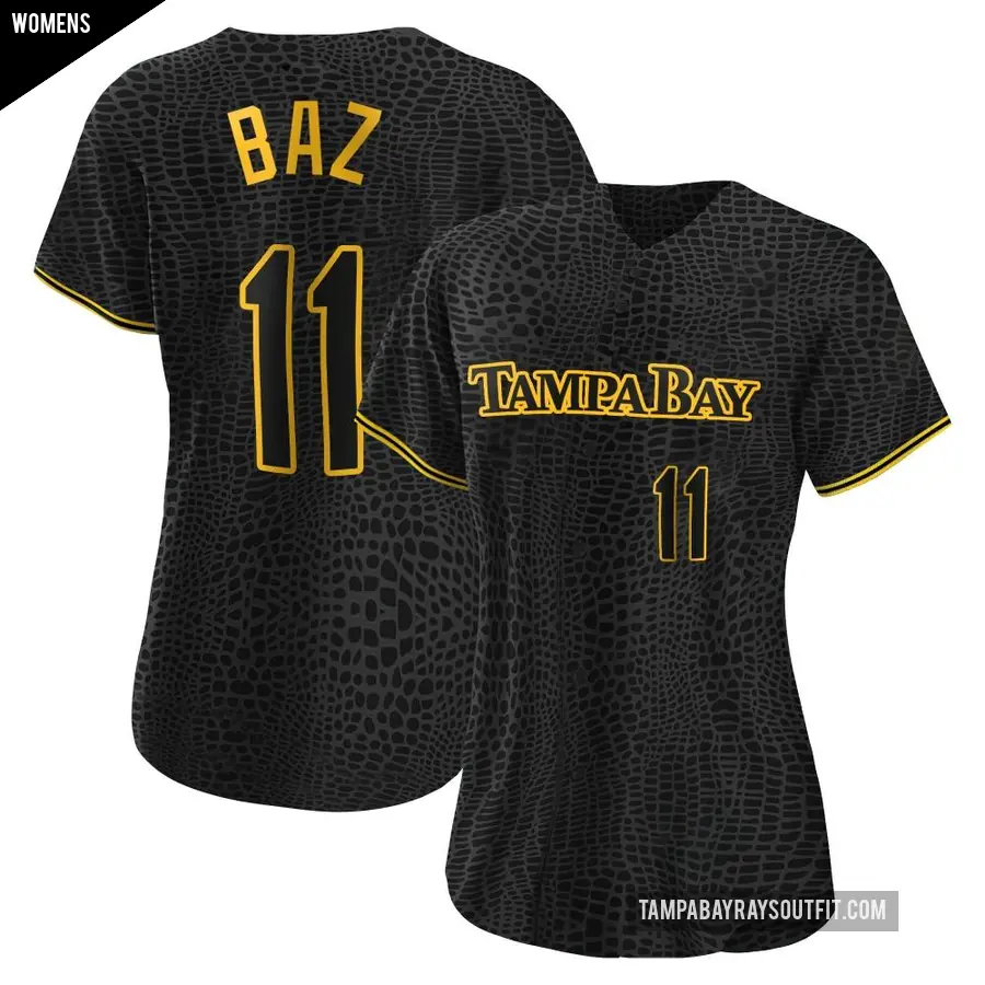 Women's Tampa Bay Rays ＃11 Shane Baz Authentic Black Snake Skin City Jersey