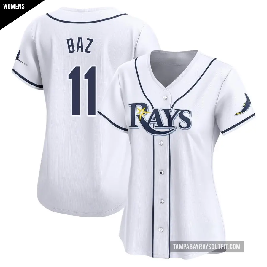 Women's Tampa Bay Rays ＃11 Shane Baz Limited White Home Jersey