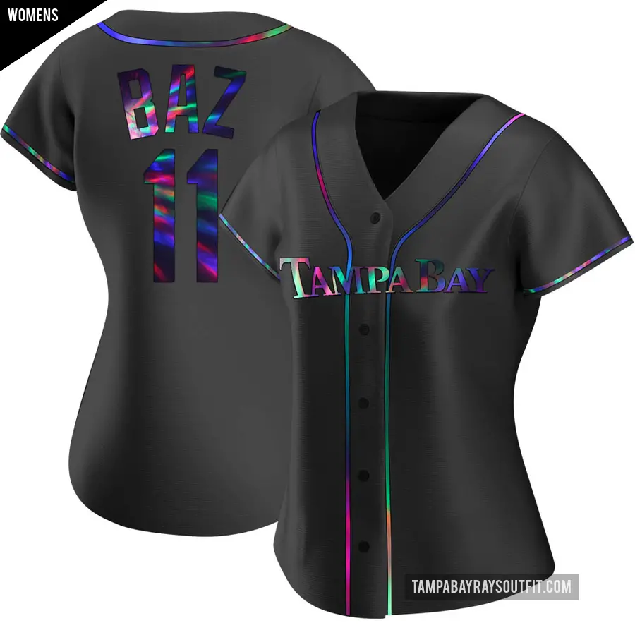 Women's Tampa Bay Rays ＃11 Shane Baz Replica Black Holographic Alternate Jersey