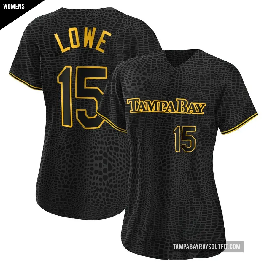 Women's Tampa Bay Rays ＃15 Josh Lowe Authentic Black Snake Skin City Jersey