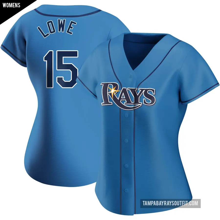 Women's Tampa Bay Rays ＃15 Josh Lowe Authentic Light Blue Alternate Jersey