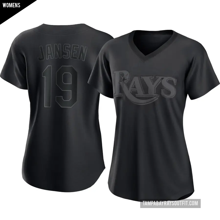 Women's Tampa Bay Rays ＃19 Danny Jansen Replica Black Pitch Fashion Jersey