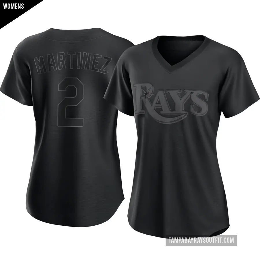 Women's Tampa Bay Rays ＃2 Michael Martinez Authentic Black Pitch Fashion Jersey