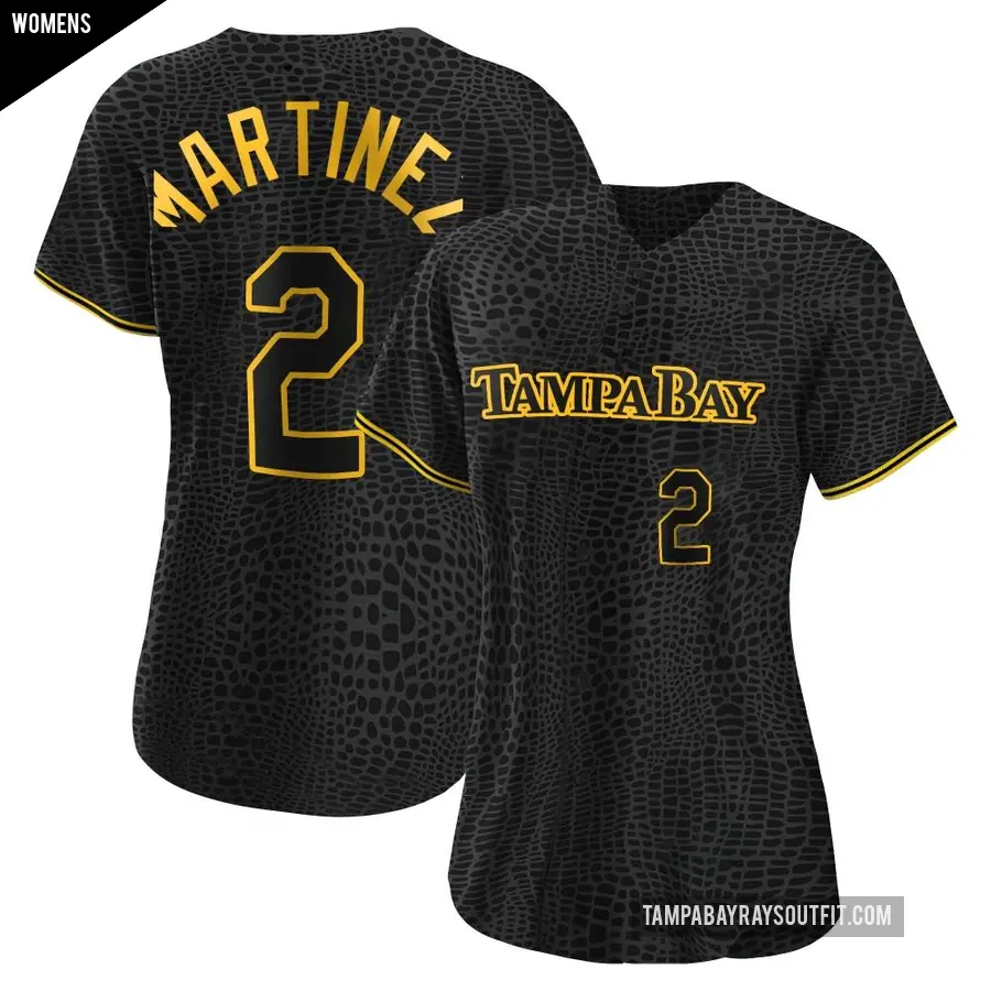 Women's Tampa Bay Rays ＃2 Michael Martinez Authentic Black Snake Skin City Jersey