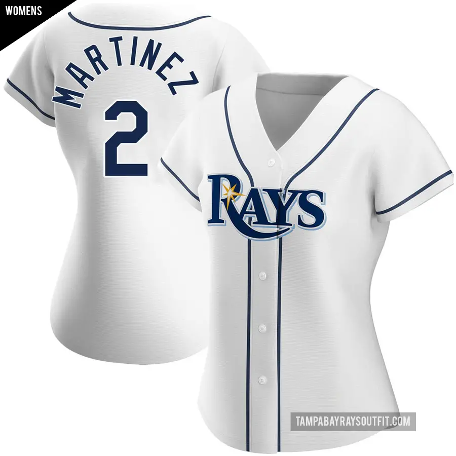 Women's Tampa Bay Rays ＃2 Michael Martinez Authentic White Home Jersey