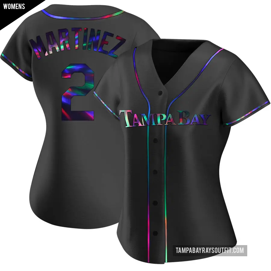 Women's Tampa Bay Rays ＃2 Michael Martinez Replica Black Holographic Alternate Jersey