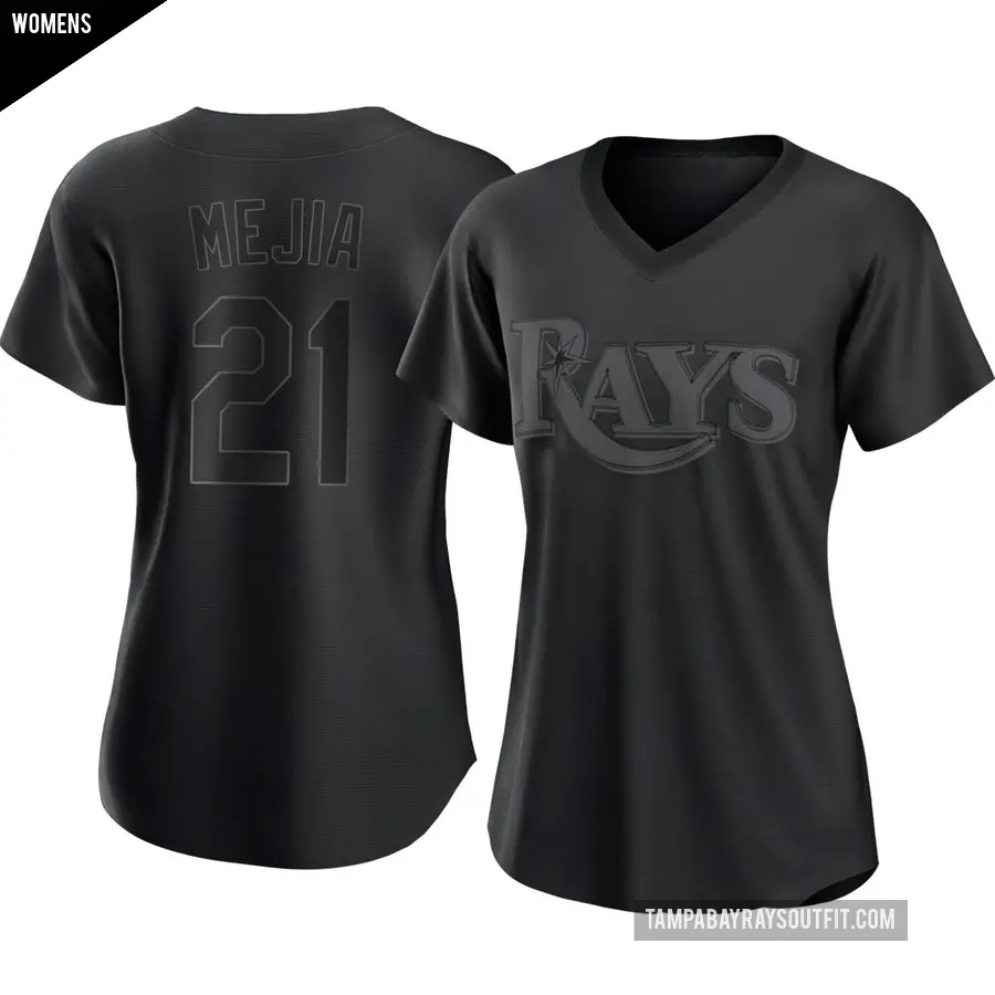 Women's Tampa Bay Rays ＃21 Francisco Mejia Authentic Black Pitch Fashion Jersey