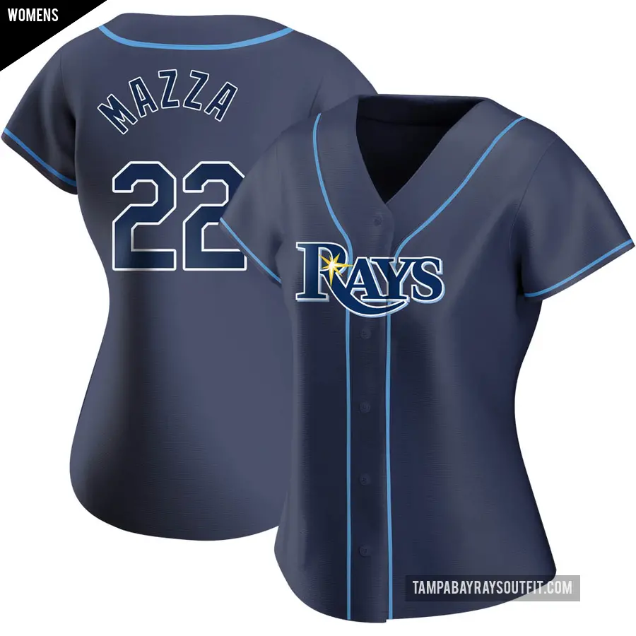 Women's Tampa Bay Rays ＃22 Chris Mazza Authentic Navy Alternate Jersey